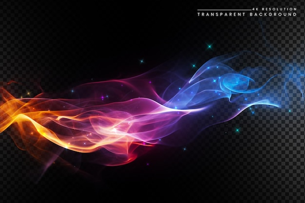 abstract light flare glowing light effect ray shining spark and smoke on transparent background
