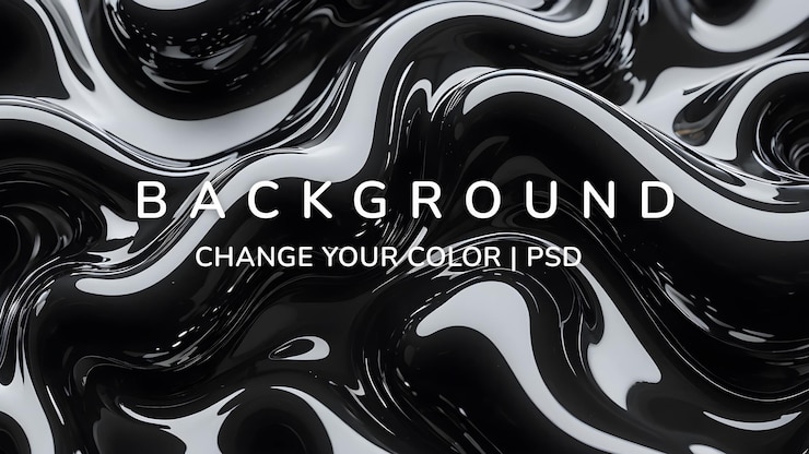 PSD abstract liquido nero lucido ondate 3d sfondo