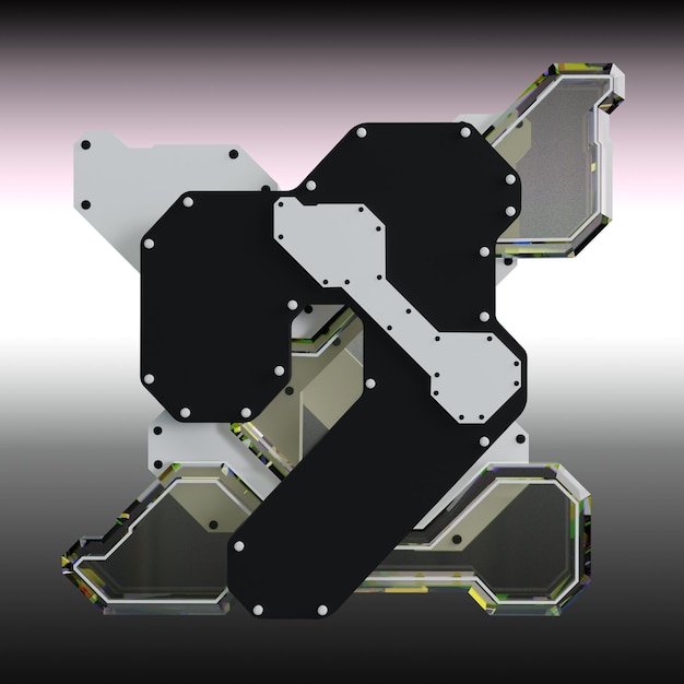 Abstract Mechanical Assembly in Cyberpunk Style