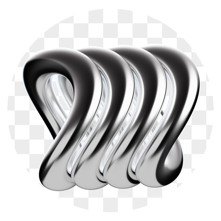 PSD abstract metallic looping sculpture render