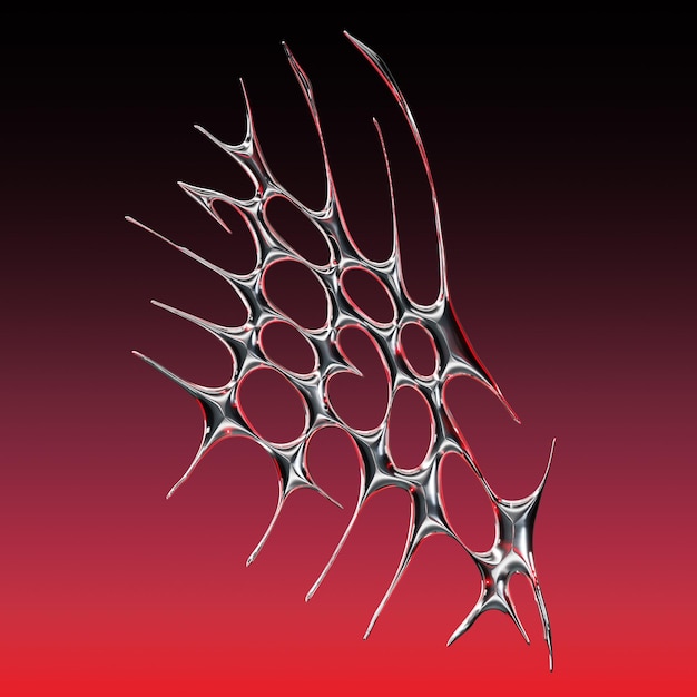 abstract metallic structure with cellular design and shiny surface
