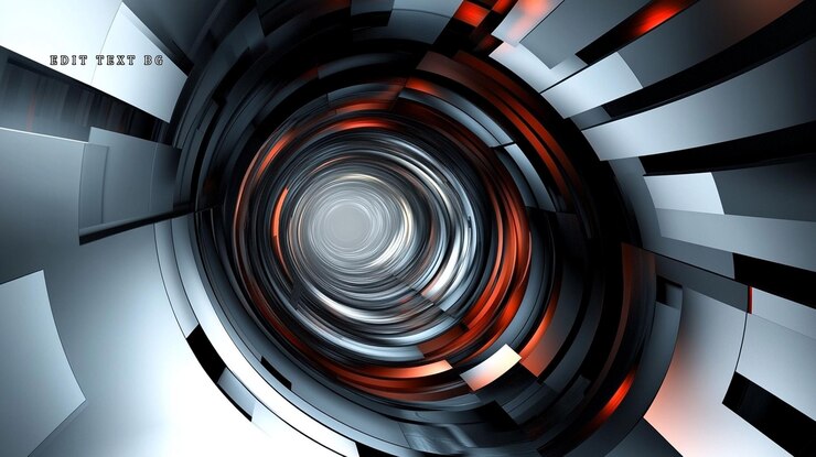 PSD abstract metallic tunnel with glowing orange and white light