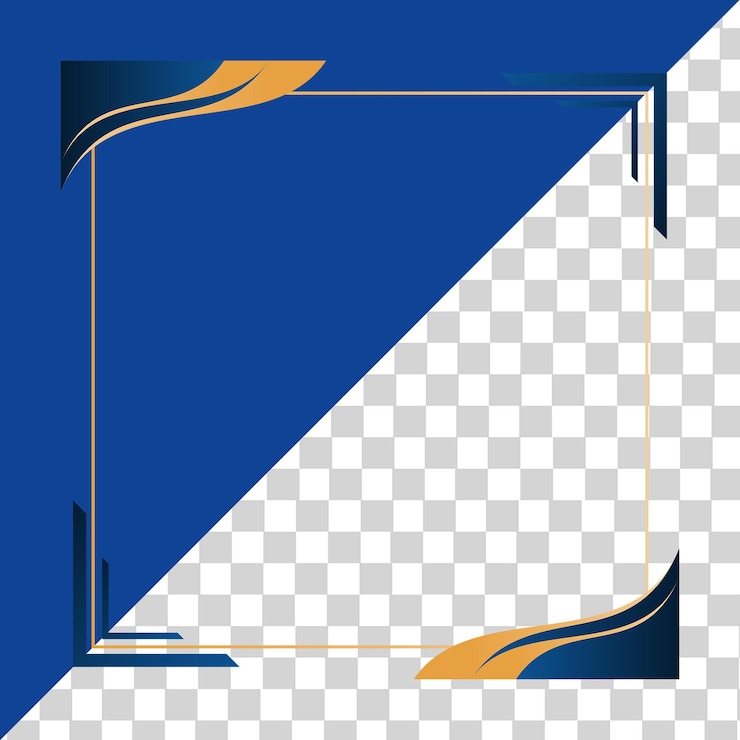 PSD abstract moderne élégant cadre bleu or frontière médias sociaux png