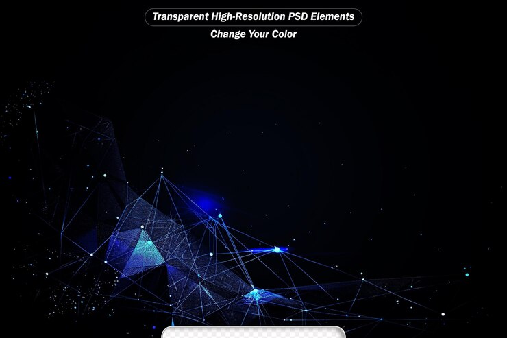 PSD abstract molecules with lines geometric polygon