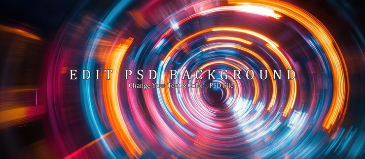 PSD abstract neon lights circular pattern