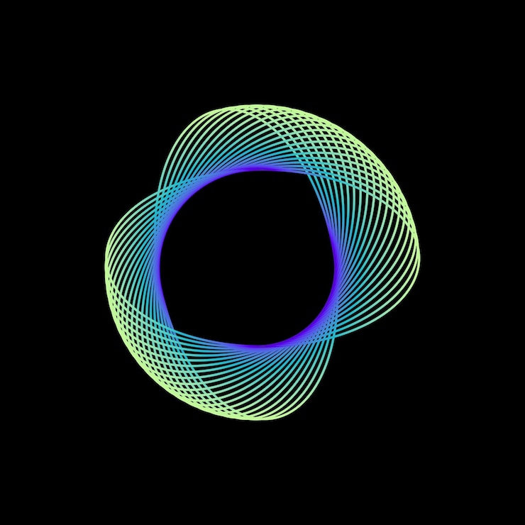PSD abstract neon lines with circular spiraling forms