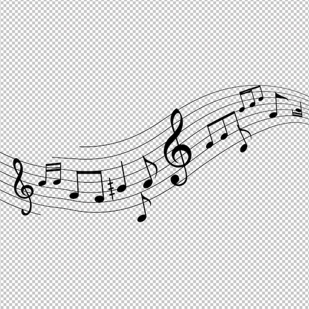 Abstract Note musicali che scorrono su bastoni