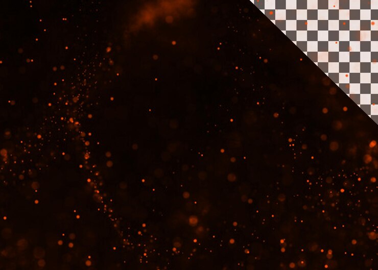 PSD abstract orange particle effect on transparent background