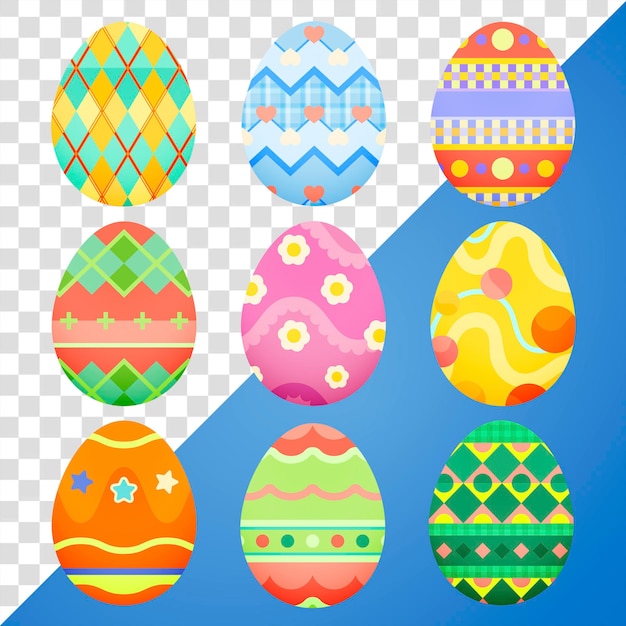 Abstract png Ostereier Aufkleber farbenfrohes Muster Design Set