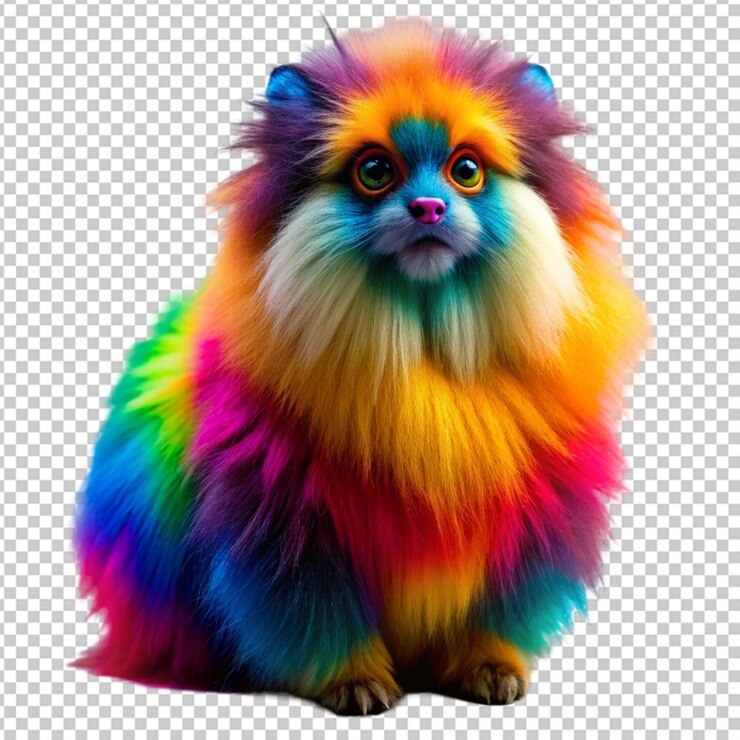 PSD abstract pomeranian spitz alemão a partir de tintas multicolor desenho colorido