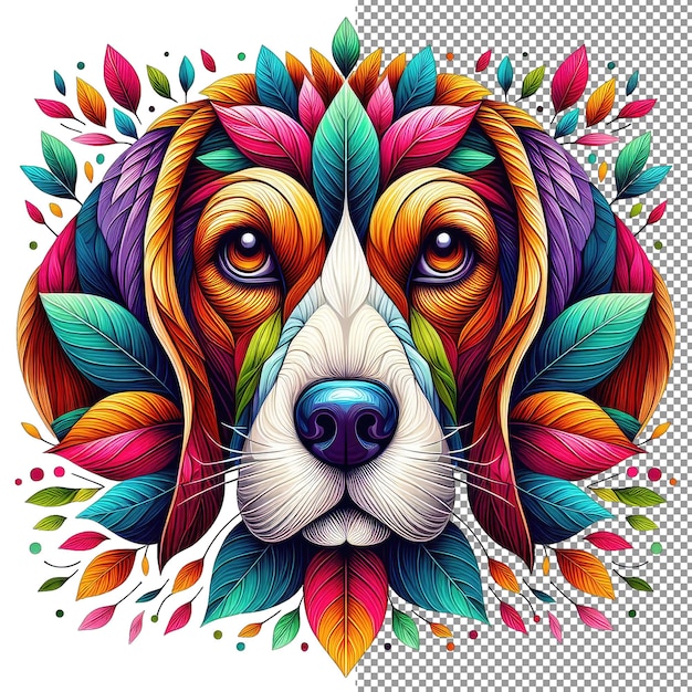 PSD abstract pooch rosto artístico de cachorro em fundo transparente