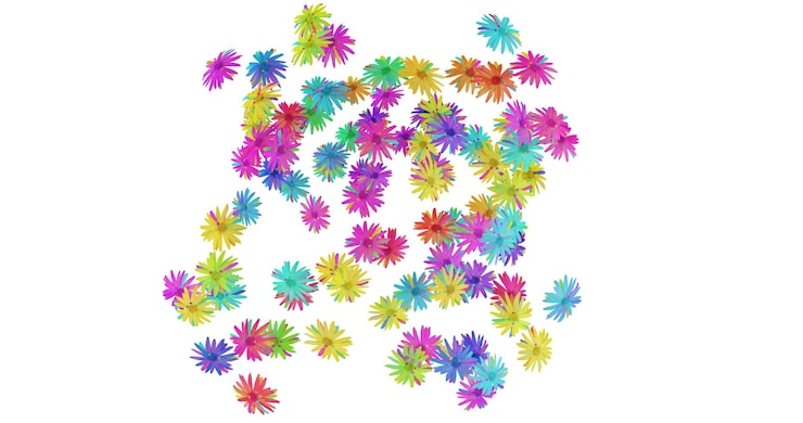 PSD abstract rainbow colored flowers pattern background