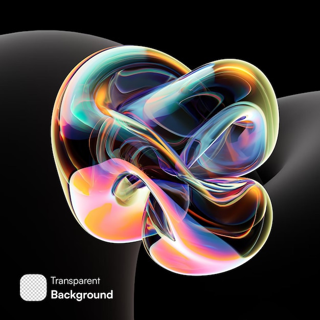 Abstract Rendering 3D iridescente di una forma di vetro contorto