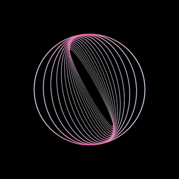Abstract Rosa Orbital-Kugel auf Schwarz