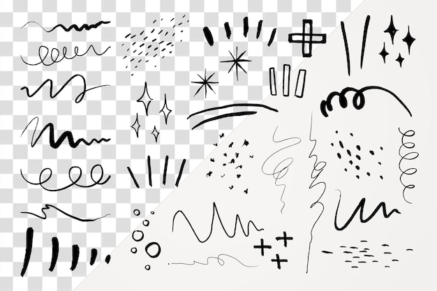 Abstract scribble lines png sticker set sfondo trasparente