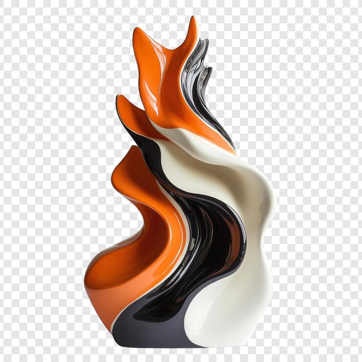 PSD abstract scultura moderna arancione bianca e nera