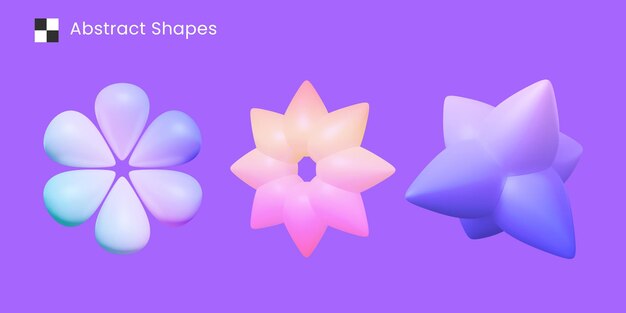 Abstract Shapes 3D Object with Gradient Color
