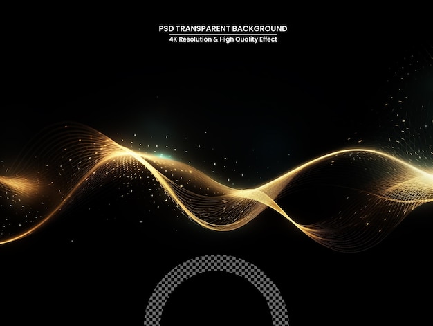 Abstract shiny golden wavy design element Flow gold wave Transparent Background
