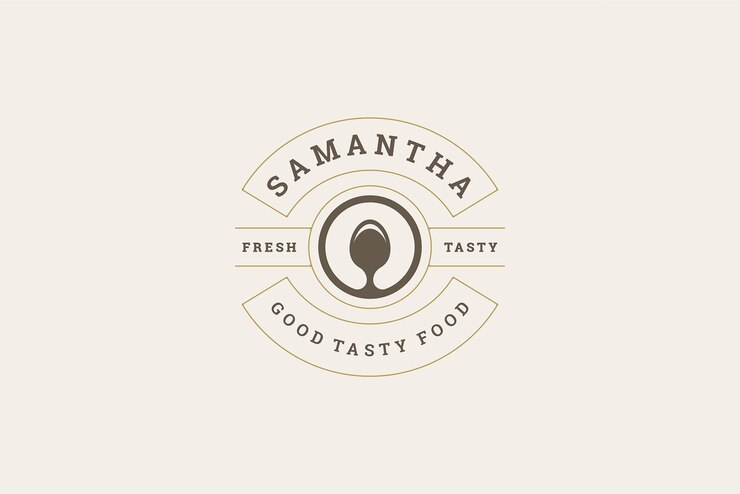PSD abstract spoon egg shape premium restaurant circle logo design template decorative
