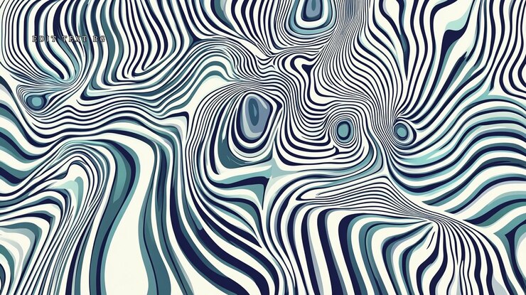 PSD abstract swirling teal and black stripes on cream background