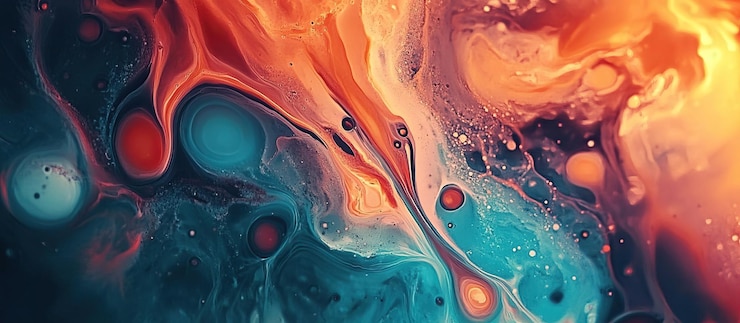 PSD abstract swirls of orange and blue paint