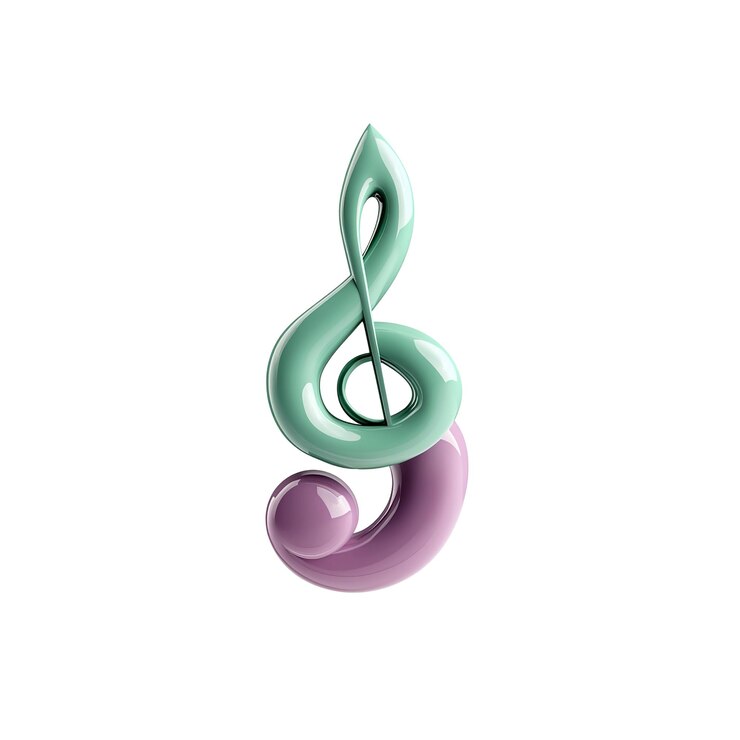 PSD abstract teal e purple treble clef elemento di progettazione