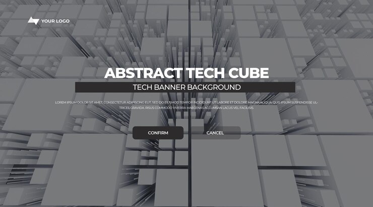 PSD abstract tech cube banner background template psd