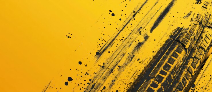 Abstract Tire Track Imprint on Yellow Background