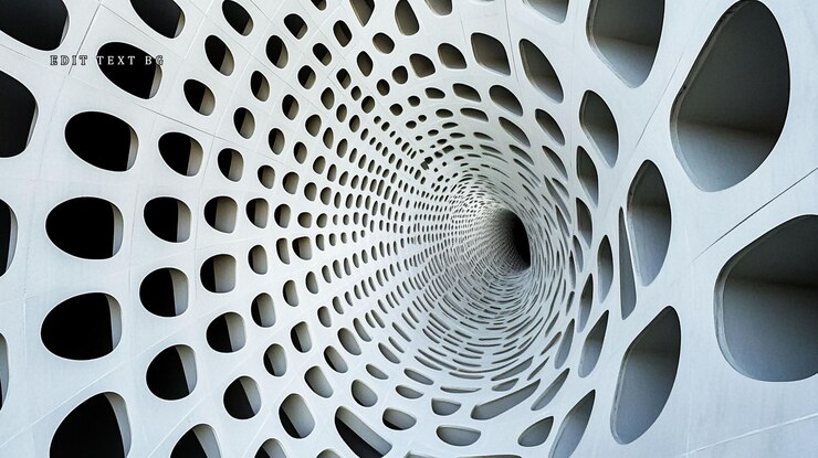 PSD abstract tunnel vorticoso di ovali di varie dimensioni in cemento bianco