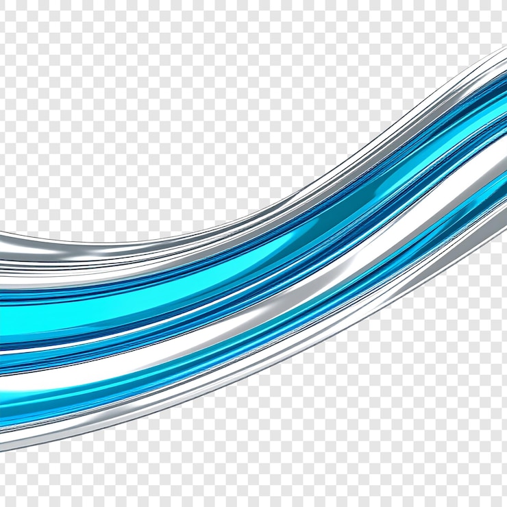 PSD abstract turquoise and gray fluid ribbon design element
