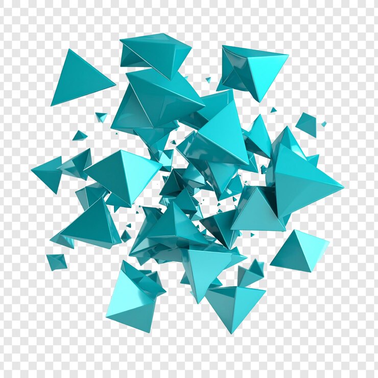 PSD abstract turquoise pyramid cluster exploding design