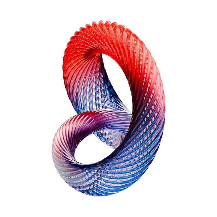 PSD abstract twisted ribbon sculpture with gradient color and light