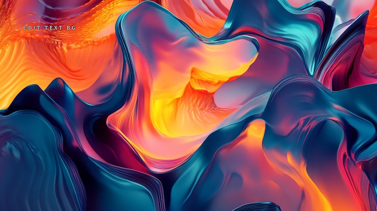 PSD abstract vibrant swirls of blue orange and pink paint