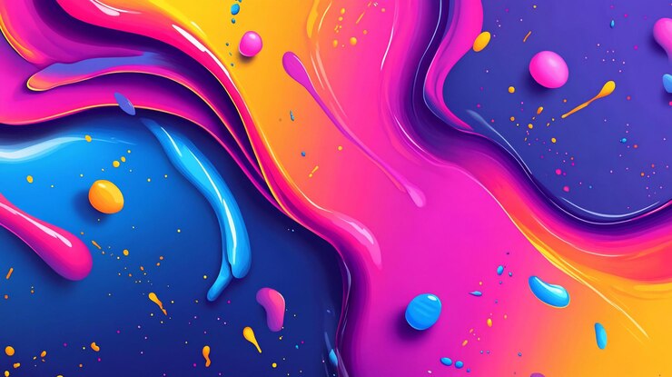 PSD abstract vivace vernice colorata vortici e spruzzi sullo sfondo