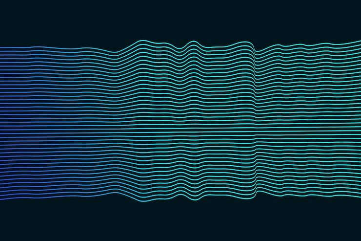 PSD abstract waveform of horizontal cyan and blue lines