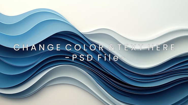 PSD abstract waves in varying shades of blue create a soothing mode
