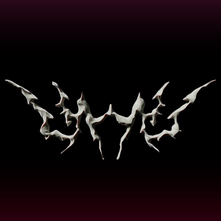 PSD abstract white sculpture against dark background