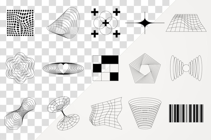 PSD abstract wireframe png forma adesivo fundo transparente
