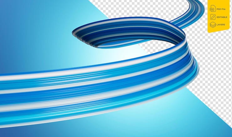 PSD abstraction 3d forme de flux bleu tordu coup de peinture acrylique illustration 3d de conception moderne
