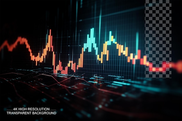 PSD abstraction de l'analyse lumineuse des statistiques commerciales et de l'analyse des ondes de valeur sur un fond transparent