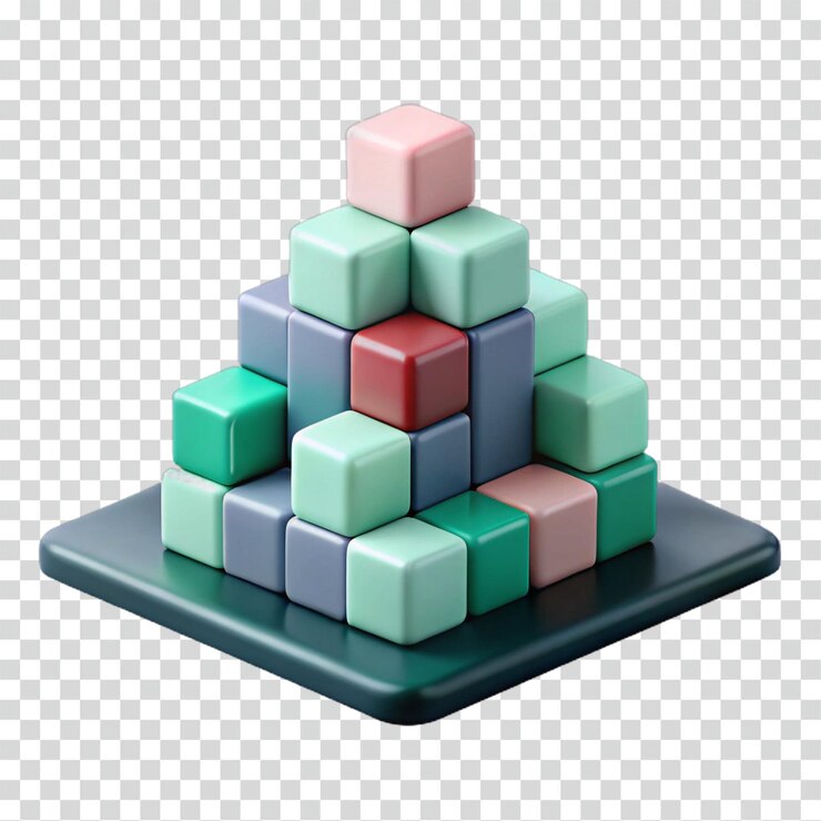 PSD abstracto 3d estructura de pirámide de cubo bloques de color diseño geométrico arreglo espacial