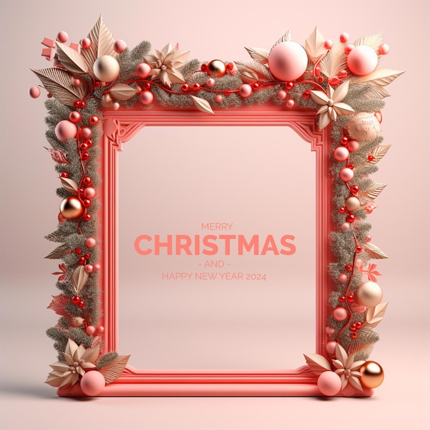 Abstracto 3d Feliz Navidad Marco rosa