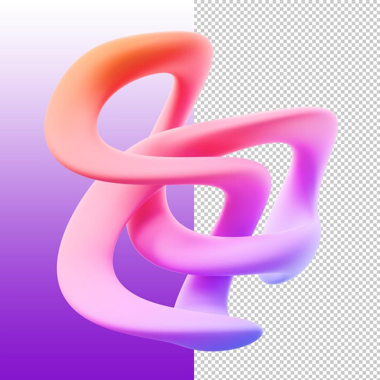 Abstracto en 3D con forma retorcida y colorida