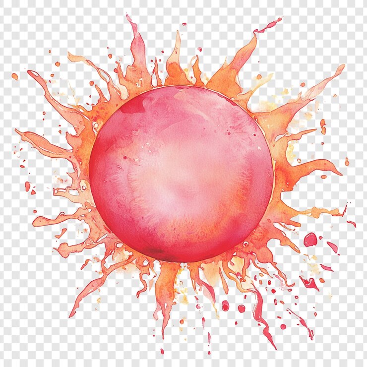 PSD abstracto acuarela explosión solar una vibrante explosión de tonos rojos y naranjas