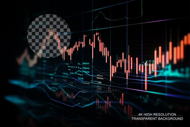 PSD abstracto análise brilhante estatísticas de negócios e análises ondas de valor em fundo transparente