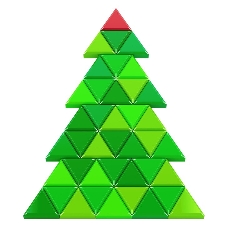 PSD abstracto árvore de natal cor verde renderização 3d isolado em fundo transparente