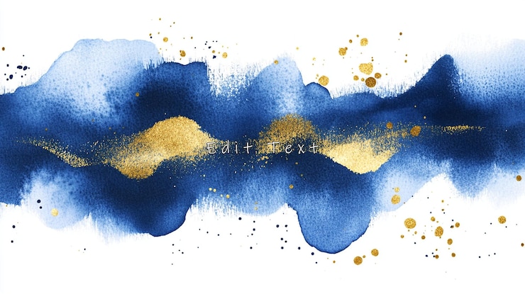 PSD abstracto azul e dourado aquarela lavagem