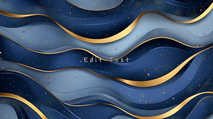 PSD abstracto azul marinho e fundo ondulado dourado