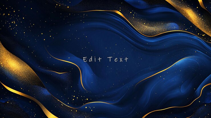 PSD abstracto azul marinho e ouro ondas fluindo fundo