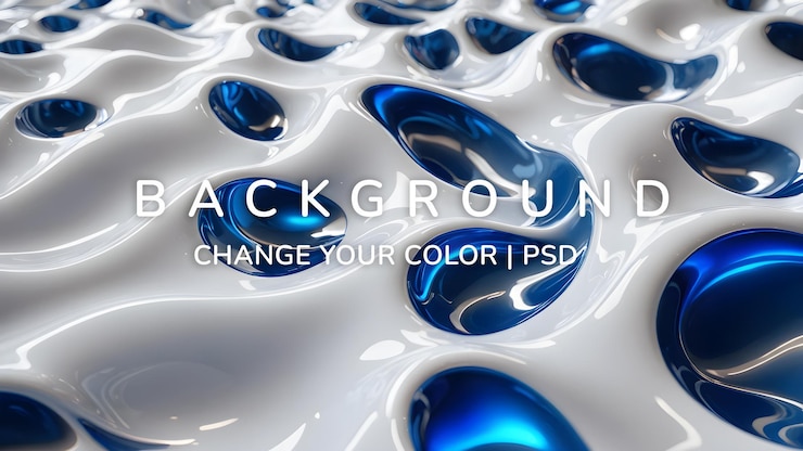 PSD abstracto blanco brillante y azul ondas líquidas 3d de fondo